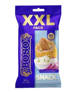 BOSO XXL Sour Cream & Onion 190 g – traškūs žemės riešutai su grietinės ir svogūnų skoniu