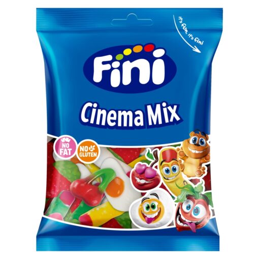FINI Cinema Mix 90 g – vaisinių guminukų mišinys kino vakarams iš Ispanijos