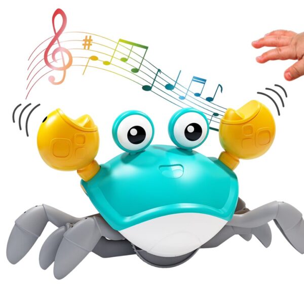 Interaktyvus ropojantis krabas Cute Crab su LED švieselėmis vaikams
