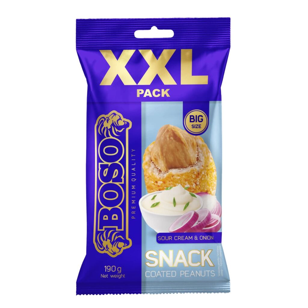 Žemės riešutai „BOSO XXL Sour Cream & Onion“ 190 g