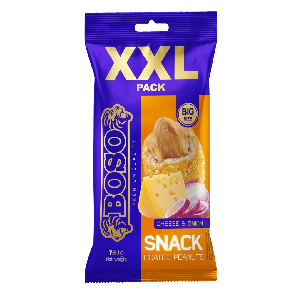 Žemės riešutai sūrio ir svogūnų skonio apvalkale, 190 g