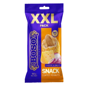 Žemės riešutai sūrio ir svogūnų skonio apvalkale, 190 g