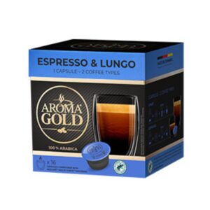 Kavos kapsulės AROMA GOLD ESPRESSO & LUNGO, 128 g