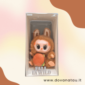 Labubu stiliaus pliušinis pakabukas su burgeriu