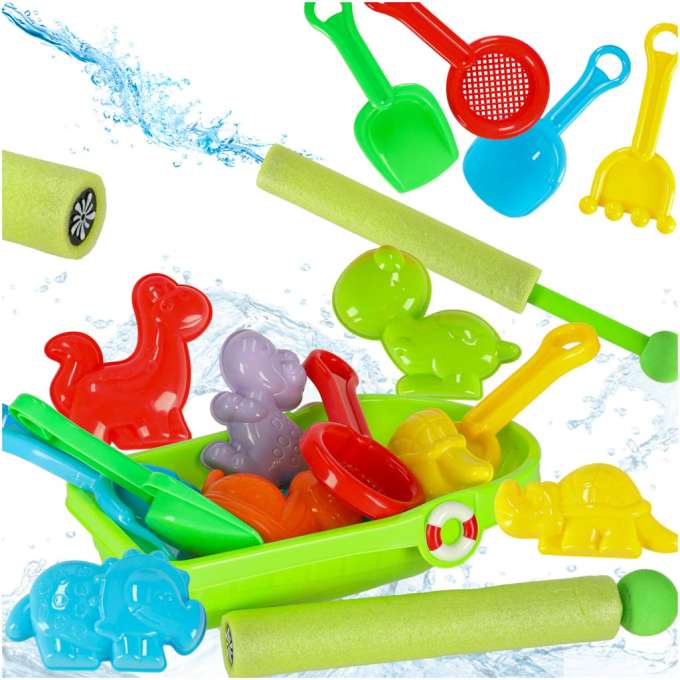 Smėlio žaislų rinkinys laivas su formelėmis ir vandens pistoletu 12 dalių