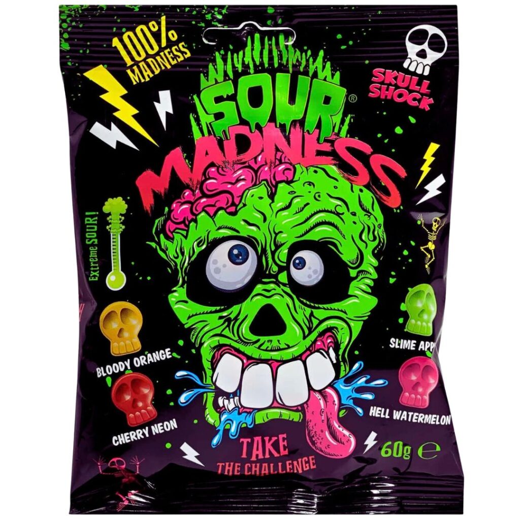 Rūgštūs saldainiai Sour Madness 60 g