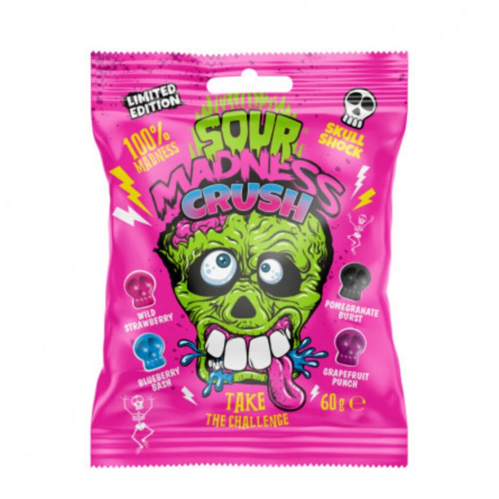 Rūgštūs kietieji saldainiai Sour Madness Crush 60 g