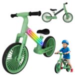 Žalias Trike Fix Glow LED balansinis dviratis vaikams