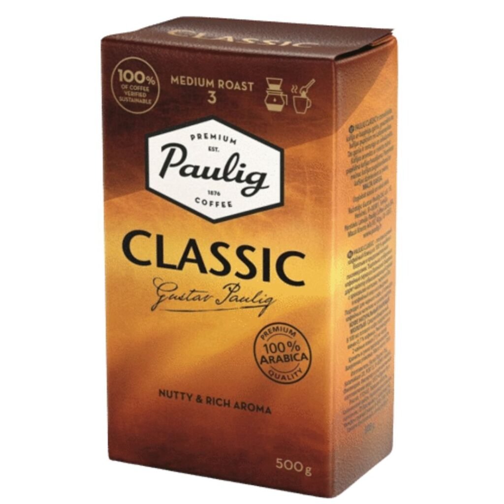 Paulig Classic malta arabikos kava su riešutų aromatu, 500 g pakuotė
